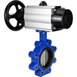 Затвор дисковый поворотный WBV1631E-2W-Fb-H Ду150 Ру16 LUG корпус - чугун QT450, диск - нержавеющая сталь 304, уплотнение - EPDM, с пневмоприводом PA-DA-105-1 и пневмораспределителем 4M310-08 AC220V