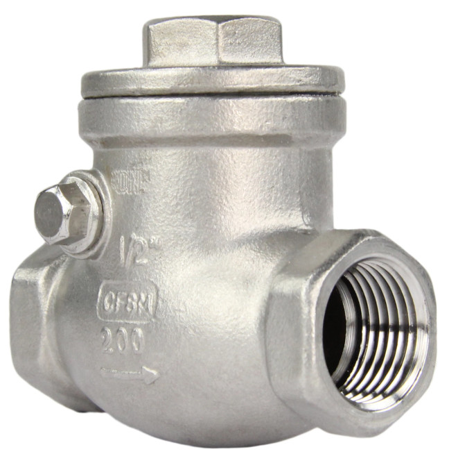 Клапан обратный VC3232P-T 1/2″ Ду15 Ру16 муфтовый, поворотный, корпус - нержавеющая сталь, диск - нержавеющая сталь, уплотнение - PTFE