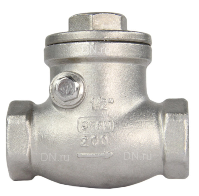Клапан обратный VC3232P-T 1/2″ Ду15 Ру16 муфтовый, поворотный, корпус - нержавеющая сталь, диск - нержавеющая сталь, уплотнение - PTFE