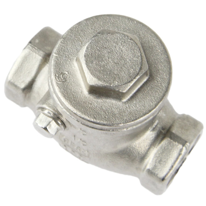 Клапан обратный VC3232P-T 1/2″ Ду15 Ру16 муфтовый, поворотный, корпус - нержавеющая сталь, диск - нержавеющая сталь, уплотнение - PTFE