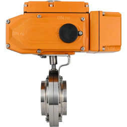 Затвор дисковый поворотный WBV3131E-2W-W-H Ду15 Ру10 под приварку, корпус - пищевая нержавеющая сталь 304, уплотнение - EPDM, с электроприводом QT-N-005EM-A1-220VAC-У1 c датчиком обратной связи и входным управляющим сигналом 4-20мА HARK