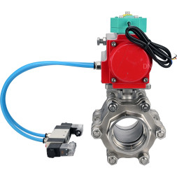 Кран шаровой BV3232P(3pc)-FP-SW-ISO-H Ду65 Ру63 полнопроходной, корпус - нержавеющая сталь SS316, под приварку, с пневмоприводом PA-DA-105, пневмораспределителем 4V320-08 AC220V, магнитным переключателем ALS200D
