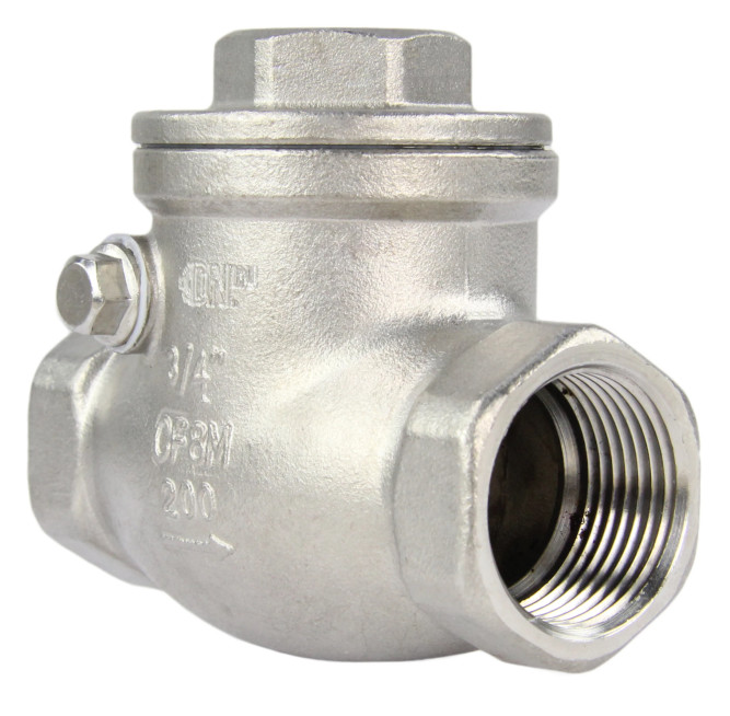 Клапан обратный VC3232P-T 3/4″ Ду20 Ру16 муфтовый, поворотный, корпус - нержавеющая сталь, диск - нержавеющая сталь, уплотнение - PTFE