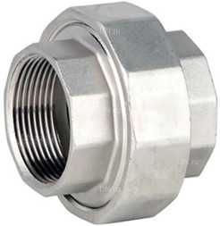 Соединение разъемное (американка) А-304-ВР-ВР-PTFE 3″ Ду80 Ру20 с уплотнением под гайкой по плоскости, корпус - нержавеющая сталь AISI 304, присоединение - внутренняя/внутренняя резьба, тип резьбы - BSPP