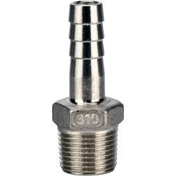 Штуцер елочка BF32-T-1 1/4-32 1 1/4″х32мм Ду32 Ру16 шланговый, корпус - нержавеющая сталь AISI 316 (CF8M), присоединение - наружная резьба/штуцер