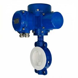 Затвор дисковый поворотный WBV3434Pf-2W-Fb-H Ду125 Ру16 корпус - углеродистая сталь WCB, диск - углеродистая сталь WCB, футерованный PTFE, уплотнение - PTFE, с электроприводом QT-N-010M-O2-380VAC-У1