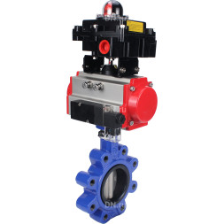 Затвор дисковый поворотный WBV1631E-2W-Fb-H Ду125 Ру16 LUG корпус - чугун QT450, диск - нержавеющая сталь 304, уплотнение - EPDM, с пневмоприводом PA-DA-105, пневмораспределителем 4M310-08 DC24V и БКВ APL-410N EX
