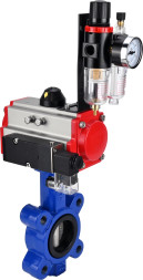Затвор дисковый поворотный WBV1631E-2W-Fb-H Ду150 Ру16 LUG корпус - чугун QT450, диск - нержавеющая сталь 304, уплотнение - EPDM, с пневмоприводом PA-SA-160, пневмораспределителем 4M310-08 AC220V и БПВ AFC2000