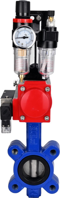 Затвор дисковый поворотный WBV1631E-2W-Fb-H Ду150 Ру16 LUG корпус - чугун QT450, диск - нержавеющая сталь 304, уплотнение - EPDM, с пневмоприводом PA-SA-160, пневмораспределителем 4M310-08 AC220V и БПВ AFC2000