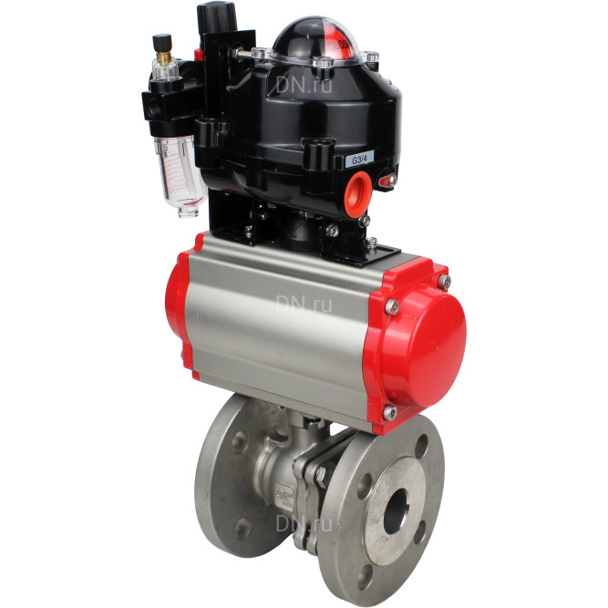 Кран шаровой BV3232P(2pc)-FP-F-ISO-H Ду50 Ру40 фланцевый, полнопроходной, двухсоставной, корпус - нерж. сталь SS316, уплотнение - PTFE, с пн.приводом PA-DA-083 пн.распределителем 4M310-08 AC220V БПВ AFC2000 БКВ APL-510N-EX