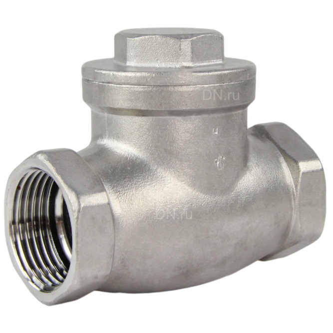 Клапан обратный VC3232P-T 1″ Ду25 Ру16 муфтовый, поворотный, корпус - нержавеющая сталь, диск - нержавеющая сталь, уплотнение - PTFE