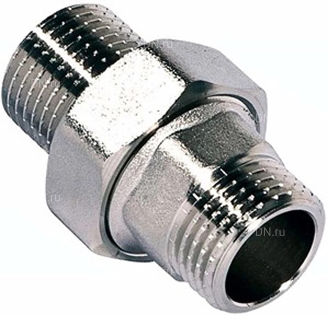 Соединение разъемное (американка) А-304-НР-НР-PTFE 1/4″ Ду8 Ру20 с уплотнением под гайкой по плоскости, корпус - нержавеющая сталь AISI 304, присоединение - наружная/наружная резьба, тип резьбы - BSPT