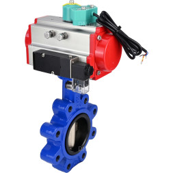 Затвор дисковый поворотный WBV1616N-2W-Fb-H Ду65 Ру16 LUG корпус - чугун QT450, диск - чугун QT450, уплотнение - NBR, с пневмоприводом PA-DA-065, пневмораспределителем 4M310-08 DC24V и магнитным переключателем ALS200D