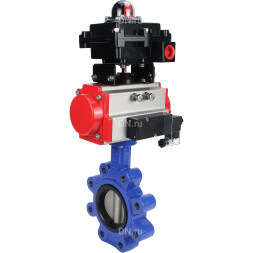 Затвор дисковый поворотный WBV1631E-2W-Fb-H Ду150 Ру16 LUG корпус - чугун QT450, диск - нержавеющая сталь 304, уплотнение - EPDM, с пневмоприводом PA-DA-105, пневмораспределителем 4M310-08 DC24V и БКВ APL-410N EX