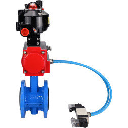 Затвор дисковый поворотный WBV1313E-2W-F-H Ду150 Ру16 фланцевый, корпус - чугун GGG40, диск - чугун GGG40, EPDM, с пневмоприводом PA-DA-130, пневмораспределителем 4V320-08 AC220V, БКВ APL-510N EX и БПВ AFC2000