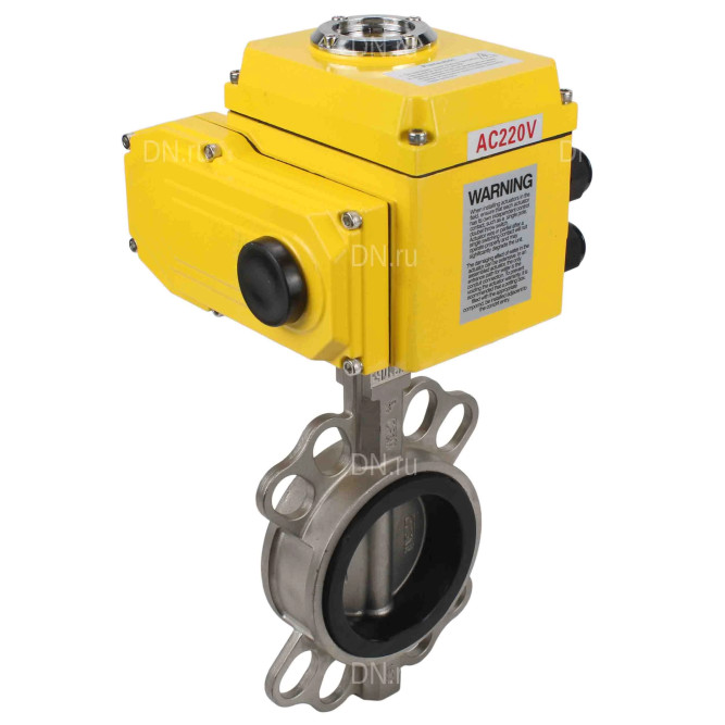 Затвор дисковый поворотный WBV3232N-2W-Fb-H Ду125 Ру16, корпус - нержавеющая сталь 316L, диск - нержавеющая сталь 316L, уплотнение - NBR, с электроприводом QT-N-010EM-O1-380VAC-У1 380В