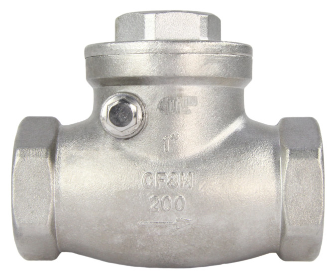 Клапан обратный VC3232P-T 1″ 1/4 Ду32 Ру16 муфтовый, поворотный, корпус - нержавеющая сталь, диск - нержавеющая сталь, уплотнение - PTFE