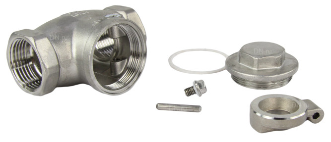 Клапан обратный VC3232P-T 1″ 1/4 Ду32 Ру16 муфтовый, поворотный, корпус - нержавеющая сталь, диск - нержавеющая сталь, уплотнение - PTFE