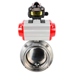 Затвор дисковый поворотный WBV3131E-2W-T-H Ду20 Ру10 резьбовой, пищевая нержавеющая сталь 304, уплотнение – EPDM, с пневмоприводом PA-DA-052 и БКВ APL-510N EX