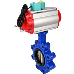 Затвор дисковый поворотный WBV1616N-2W-Fb-H Ду80 Ру16 LUG корпус - чугун QT450, диск - чугун QT450, уплотнение - NBR, с пневмоприводом PA-DA-083, пневмораспределителем 4M310-08 DC24V и магнитным переключателем ALS200D