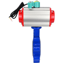 Затвор дисковый поворотный WBV1616N-2W-Fb-H Ду80 Ру16 LUG корпус - чугун QT450, диск - чугун QT450, уплотнение - NBR, с пневмоприводом PA-DA-083, пневмораспределителем 4M310-08 DC24V и магнитным переключателем ALS200D