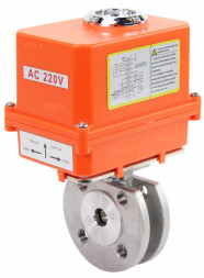 Кран шаровой BV3232P-FP-Fb-ISO-H Ду15 Ру16, корпус - сталь 316, уплотнение - PTFE, полнопроходной, межфланцевый с электроприводом QT-N-003EM-O1-220VAC-У1 MINI