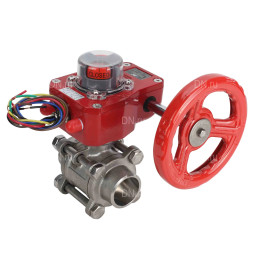 Кран шаровой BV3232P(3pc)-FP-W-ISO-H Ду32 Ру63 полнопроходной двухходовой, нержавеющая сталь SS316, под приварку, уплотнение - PTFE, с ISO фланцем и редуктором HGBF RQN1-180Z с индикатором положения и датчиком обратной связи
