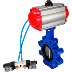Затвор дисковый поворотный WBV1616E-2W-Fb-H Ду150 Ру16 LUG, корпус - чугун QT450, диск - чугун QT450, уплотнение - EPDM, с пневмоприводом PA-SA-160 и пневмораспределителем 4M320-08 AC220V