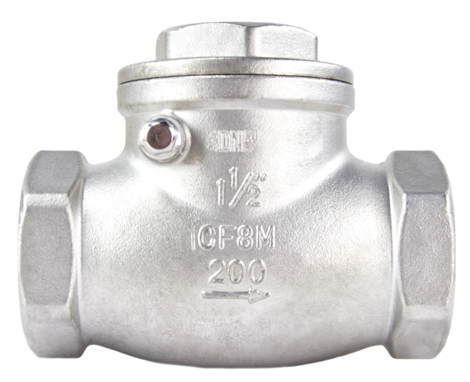 Клапан обратный VC3232P-T 1″ 1/2 Ду40 Ру16 муфтовый, поворотный, корпус - нержавеющая сталь, диск - нержавеющая сталь, уплотнение - PTFE