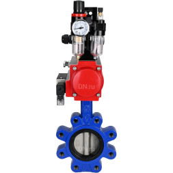 Затвор дисковый поворотный WBV1631E-2W-Fb-H Ду150 Ру16 LUG корпус - чугун QT450, диск - нержавеющая сталь 304, уплотнение - EPDM, с пневмоприводом PA-SA-160, пневмораспределителем 4M310-08 DC24V, БКВ APL-210N и БПВ AFC2000