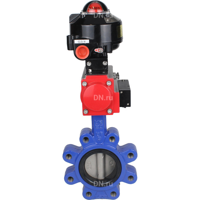 Затвор дисковый поворотный WBV1631E-2W-Fb-H Ду100 Ру16 LUG корпус - чугун QT450, диск - нержавеющая сталь 304, уплотнение - EPDM, с пневмоприводом PA-DA-083, пневмораспределителем 4M310-08 DC24V и БКВ APL-510N EX