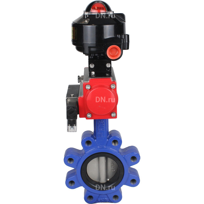 Затвор дисковый поворотный WBV1631E-2W-Fb-H Ду100 Ру16 LUG корпус - чугун QT450, диск - нержавеющая сталь 304, уплотнение - EPDM, с пневмоприводом PA-DA-083, пневмораспределителем 4M310-08 DC24V и БКВ APL-510N EX