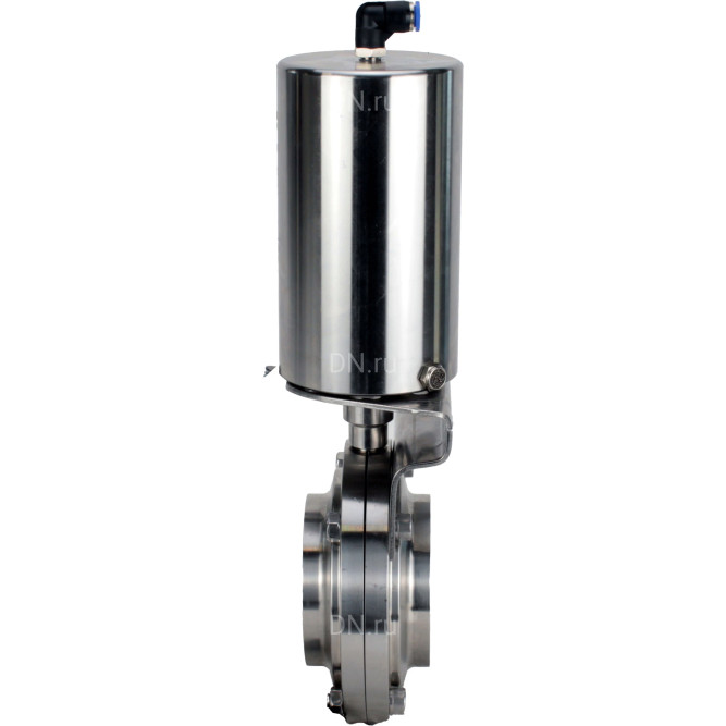Затвор дисковый поворотный WBV3131S-2W-W-H Ду20 Ру10 под приварку, пищевая нержавеющая сталь 304, уплотнение – Silicon, с пневмоприводом PA-SA-85 с возвратными пружинами