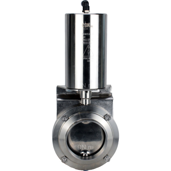 Затвор дисковый поворотный WBV3131S-2W-W-H Ду20 Ру10 под приварку, пищевая нержавеющая сталь 304, уплотнение – Silicon, с пневмоприводом PA-SA-85 с возвратными пружинами