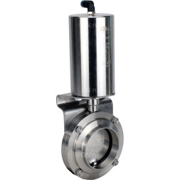 Затвор дисковый поворотный WBV3131S-2W-W-H Ду20 Ру10 под приварку, пищевая нержавеющая сталь 304, уплотнение – Silicon, с пневмоприводом PA-SA-85 с возвратными пружинами