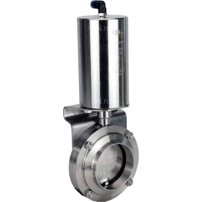 Затвор дисковый поворотный WBV3131S-2W-W-H Ду20 Ру10 под приварку, пищевая нержавеющая сталь 304, уплотнение – Silicon, с пневмоприводом PA-SA-85 с возвратными пружинами