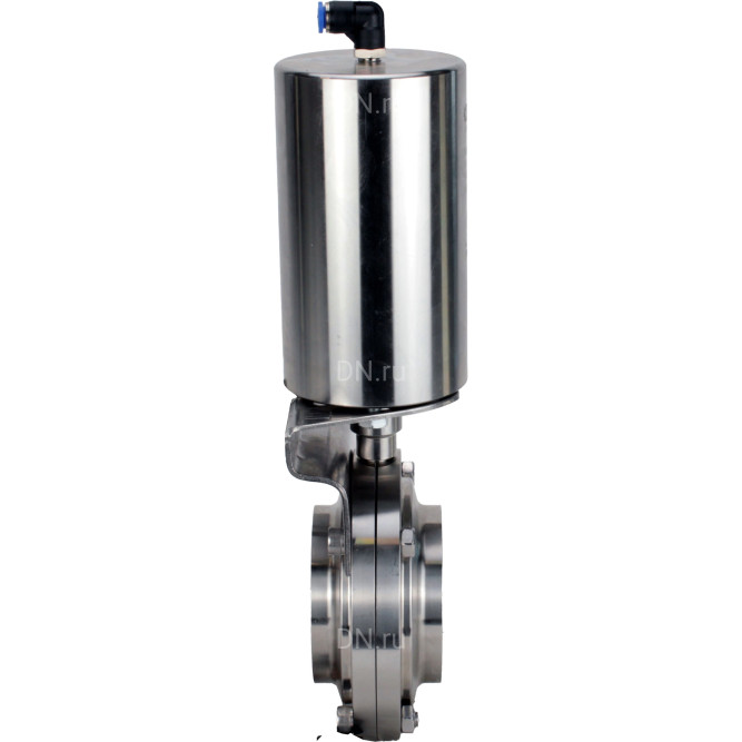Затвор дисковый поворотный WBV3131S-2W-W-H Ду20 Ру10 под приварку, пищевая нержавеющая сталь 304, уплотнение – Silicon, с пневмоприводом PA-SA-85 с возвратными пружинами