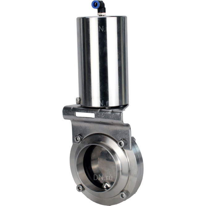 Затвор дисковый поворотный WBV3131S-2W-W-H Ду20 Ру10 под приварку, пищевая нержавеющая сталь 304, уплотнение – Silicon, с пневмоприводом PA-SA-85 с возвратными пружинами