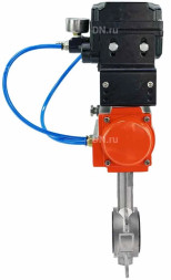 Затвор дисковый поворотный WBV3232E-2W-Fb-H Ду50 Ру16, корпус - нержавеющая сталь 316L, диск - нержавеющая сталь 316L, уплотнение - EPDM, с пневмоприводом PA-SA-083 и с электропневматическим поворотным позиционером YT-1000RSN без обратной связи