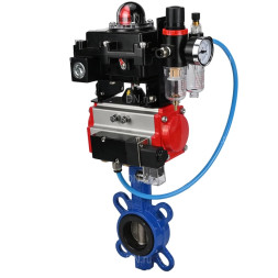 Затвор дисковый поворотный WBV1413E-2W-Fb-H Ду40 Ру16, корпус - чугун GGG50, диск - чугун GGG40, уплотнение - EPDM, с пневмоприводом PA-SA-083 с возвратными пружинами, пневмораспределителем 4M310-08 DC24V, БКВ APL-410N EX, БПВ AFC2000