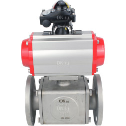 Кран шаровой BV3232P(4pc)-FP-3WL-F Ду25 Ру16 полнопроходной трехходовой, фланцевый, корпус - нержавеющая сталь SS316, с пневмоприводом PA-SA-083 с возвратными пружинами и БКВ APL-210N