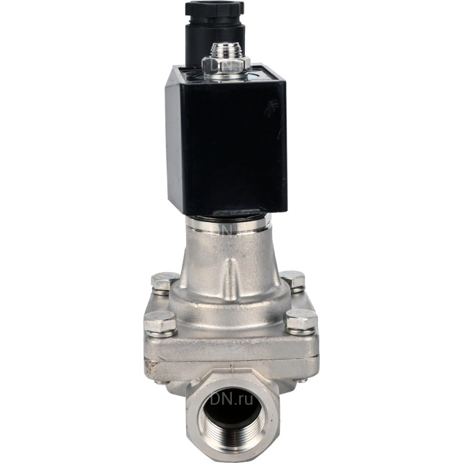 Клапан электромагнитный VS731-PT-NC-24VDC 3/4″ Ду20 Ру6 соленоидный двухходовой, корпус - нержавеющая сталь 304, уплотнение - PTFE, внутренняя резьба, прямого действия, нормально закрытый, с нулевым перепадом давления, катушка - 24В