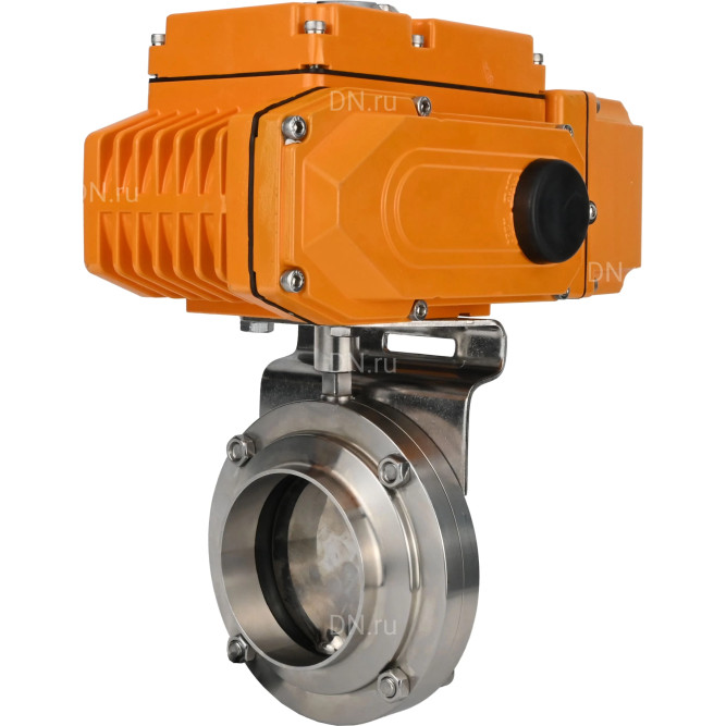 Затвор дисковый поворотный WBV3131E-2W-W-H Ду80 Ру10 под приварку, корпус - пищевая нержавеющая сталь 304, уплотнение - EPDM, с электроприводом QT-N-005EM-A1-220VAC-У1 c датчиком обратной связи и входным управляющим сигналом 4-20мА HARK
