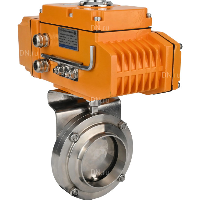 Затвор дисковый поворотный WBV3131E-2W-W-H Ду80 Ру10 под приварку, корпус - пищевая нержавеющая сталь 304, уплотнение - EPDM, с электроприводом QT-N-005EM-A1-220VAC-У1 c датчиком обратной связи и входным управляющим сигналом 4-20мА HARK