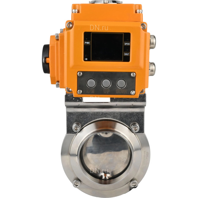 Затвор дисковый поворотный WBV3131E-2W-W-H Ду80 Ру10 под приварку, корпус - пищевая нержавеющая сталь 304, уплотнение - EPDM, с электроприводом QT-N-005EM-A1-220VAC-У1 c датчиком обратной связи и входным управляющим сигналом 4-20мА HARK