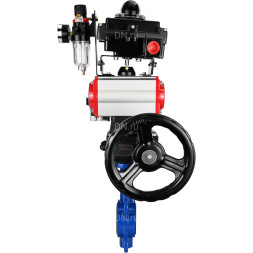 Затвор дисковый поворотный WBV1432E-2W-Fb-H Ду125 Ру16, корпус - чугун GGG50, диск - нержавеющая сталь 316L, EPDM, с пневмоприводом PA-DA-083, пневмораспределителем 4M310-08 DC24V, БКВ APL-410N EX, ручным дублером MON2-450-T28-ISO, БПВ AFC2000