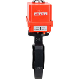 Затвор дисковый поворотный WBV4242E-2W-Fb-ISO Дн50 Ру10 межфланцевый, корпус - НПВХ, диск - НПВХ, уплотнение - EPDM, с электроприводом QT-N-003EM-O1-220VAC-У1 MINI