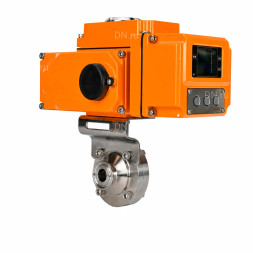 Затвор дисковый поворотный WBV3131E-2W-C-H Ду25 Ру10 кламповый, корпус - пищевая нержавеющая сталь 304, уплотнение - EPDM, с электроприводом QT-N-005EM-A1-220VAC-У1 c датчиком обратной связи и входным управляющим сигналом 4-20мА HARK