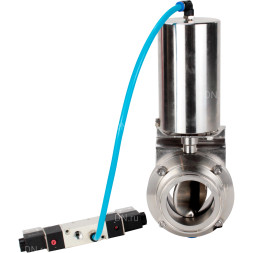 Затвор дисковый поворотный кламповый WBV3131E-2W-C-H Ду40 Ру10 корпус - пищевая нержавеющая сталь 304, уплотнение – EPDM, с пневмоприводом PA-SA-85 и пневмораспределителем 4V320-10 AC220V