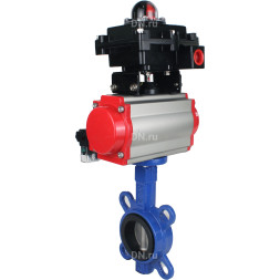 Затвор дисковый поворотный WBV1132N-2W-Fb-H Ду50 Ру16, корпус - чугун GG25, диск - нержавеющая сталь 316L, уплотнение - NBR, с пневмоприводом PA-SA-083 с возвратными пружинами, пневмораспределителем 4M310-08 DC24V, БКВ APL-410N EX
